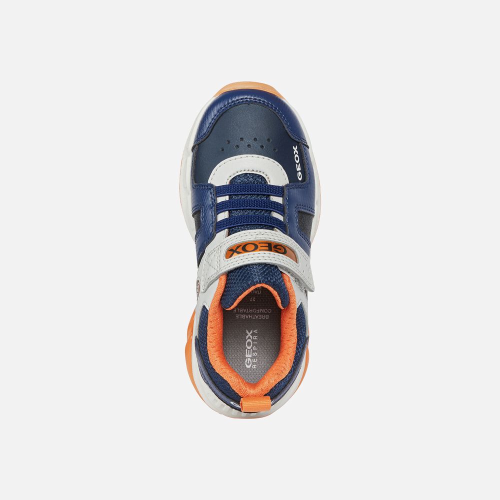 Basket Geox Spaziale - Bleu Marine/Orange - Garcon 261378-MZW